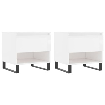 vidaXL Τραπεζάκια Σαλονιού 2 τεμ. Γυαλ. Λευκό 50x46x50cm Επεξ. Ξύλο