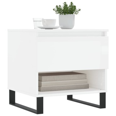 vidaXL Τραπεζάκια Σαλονιού 2 τεμ. Γυαλ. Λευκό 50x46x50cm Επεξ. Ξύλο