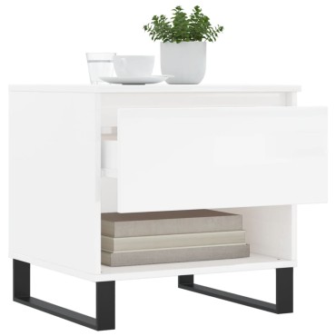 vidaXL Τραπεζάκια Σαλονιού 2 τεμ. Γυαλ. Λευκό 50x46x50cm Επεξ. Ξύλο