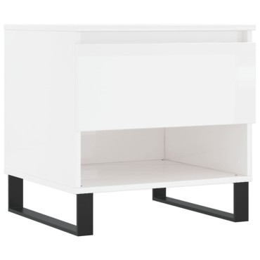 vidaXL Τραπεζάκια Σαλονιού 2 τεμ. Γυαλ. Λευκό 50x46x50cm Επεξ. Ξύλο