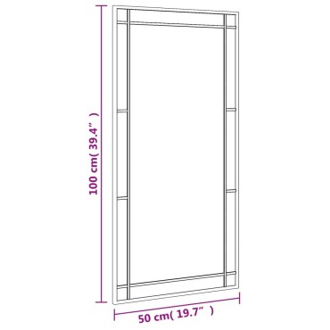 vidaXL Καθρέφτης Ορθογώνιος Μαύρος 50 x 100 εκ. από Σίδερο