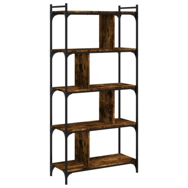 vidaXL Βιβλιοθήκη 5 Επιπέδων Καπνιστή Δρυς 76x32x158cm Επεξ. Ξύλο 1 τεμ.