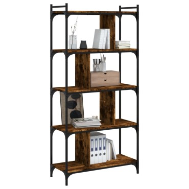 vidaXL Βιβλιοθήκη 5 Επιπέδων Καπνιστή Δρυς 76x32x158cm Επεξ. Ξύλο 1 τεμ.