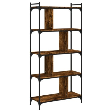 vidaXL Βιβλιοθήκη 5 Επιπέδων Καπνιστή Δρυς 76x32x158cm Επεξ. Ξύλο 1 τεμ.