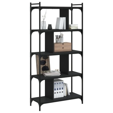 vidaXL Βιβλιοθήκη 5 Επιπέδων Μαύρη 76x32x158cm Επεξεργασμένο Ξύλο 1 τεμ.