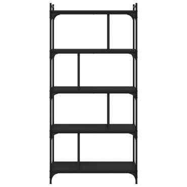 vidaXL Βιβλιοθήκη 5 Επιπέδων Μαύρη 76x32x158cm Επεξεργασμένο Ξύλο 1 τεμ.