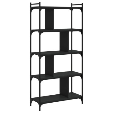 vidaXL Βιβλιοθήκη 5 Επιπέδων Μαύρη 76x32x158cm Επεξεργασμένο Ξύλο 1 τεμ.