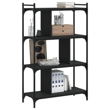 vidaXL Βιβλιοθήκη 4 Επιπέδων Μαύρη 76x32x123cm από Επεξεργ. Ξύλο 1 τεμ.