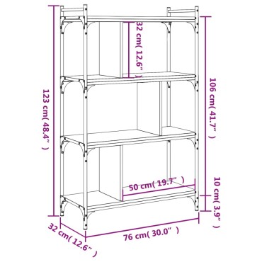 vidaXL Βιβλιοθήκη 4 Επιπέδων Μαύρη 76x32x123cm από Επεξεργ. Ξύλο 1 τεμ.