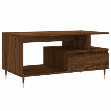 vidaXL Τραπεζάκι Σαλονιού Καφέ Δρυς 90x49x45cm Επεξεργασμ. Ξύλο 1 τεμ.