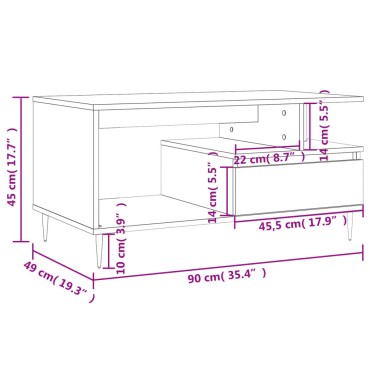 vidaXL Τραπεζάκι Σαλονιού Καφέ Δρυς 90x49x45cm Επεξεργασμ. Ξύλο 1 τεμ.