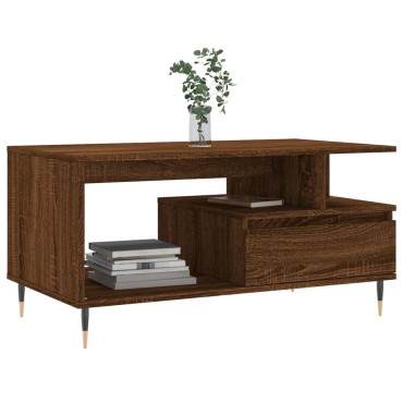 vidaXL Τραπεζάκι Σαλονιού Καφέ Δρυς 90x49x45cm Επεξεργασμ. Ξύλο 1 τεμ.