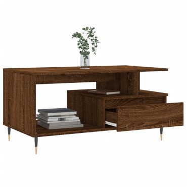vidaXL Τραπεζάκι Σαλονιού Καφέ Δρυς 90x49x45cm Επεξεργασμ. Ξύλο 1 τεμ.