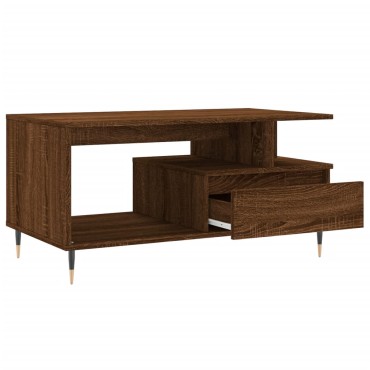 vidaXL Τραπεζάκι Σαλονιού Καφέ Δρυς 90x49x45cm Επεξεργασμ. Ξύλο 1 τεμ.