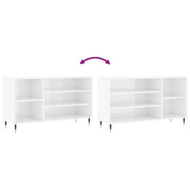 vidaXL Παπουτσοθήκη Γυαλιστερό Λευκό 102x36x60cm Επεξεργασμένο Ξύλο