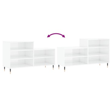 vidaXL Παπουτσοθήκη Γυαλιστερό Λευκό 102x36x60cm Επεξεργασμένο Ξύλο