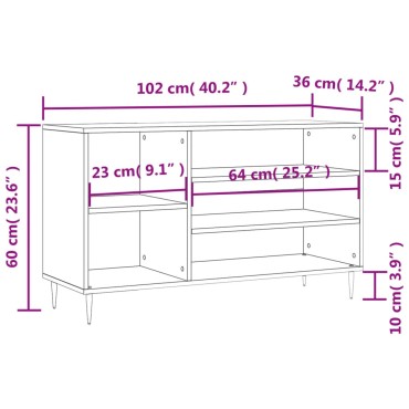 vidaXL Παπουτσοθήκη Γκρι Sonoma 102x36x60cm από Επεξεργασμένο Ξύλο