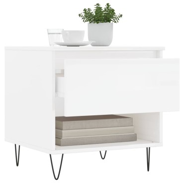 vidaXL Τραπεζάκια Σαλονιού 2 τεμ. Γυαλ. Λευκό 50x46x50cm Επεξ. Ξύλο