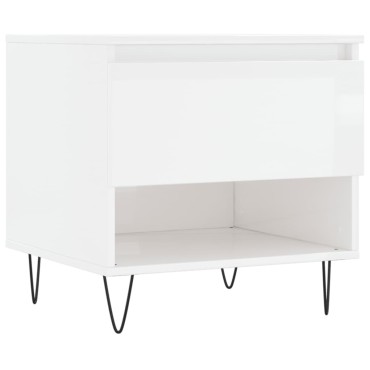 vidaXL Τραπεζάκια Σαλονιού 2 τεμ. Γυαλ. Λευκό 50x46x50cm Επεξ. Ξύλο