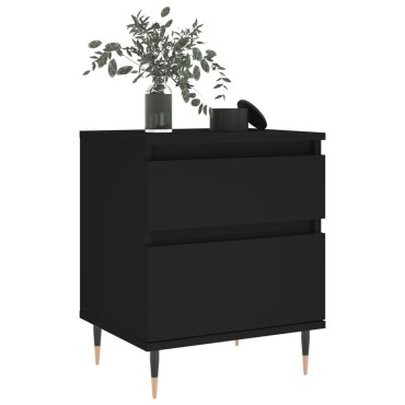 vidaXL Κομοδίνα 2 τεμ. Μαύρα 40x35x50cm από Επεξεργασμένο Ξύλο