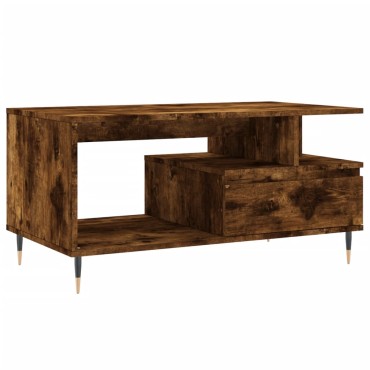 vidaXL Τραπεζάκι Σαλονιού Καπνιστή Δρυς 90x49x45cm Επεξεργασμ. Ξύλο 1 τεμ.