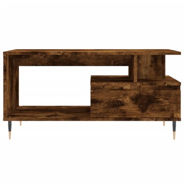 vidaXL Τραπεζάκι Σαλονιού Καπνιστή Δρυς 90x49x45cm Επεξεργασμ. Ξύλο 1 τεμ.