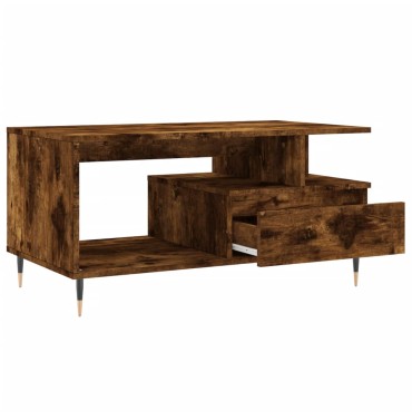 vidaXL Τραπεζάκι Σαλονιού Καπνιστή Δρυς 90x49x45cm Επεξεργασμ. Ξύλο 1 τεμ.