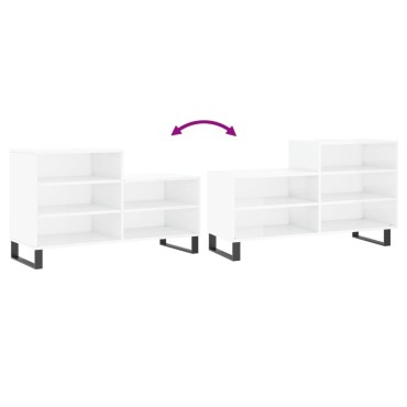 vidaXL Παπουτσοθήκη Γυαλιστερό Λευκό 102x36x60cm Επεξεργασμένο Ξύλο