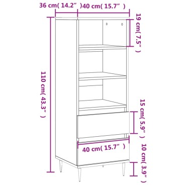vidaXL Ντουλάπι Γκρι Sonoma 40x36x110cm από Επεξεργασμένο Ξύλο 1 τεμ.