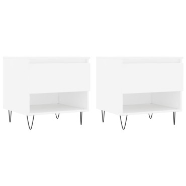 vidaXL Τραπεζάκια Σαλονιού 2 τεμ. Λευκά 50x46x50cm Επεξεργασμένο Ξύλο