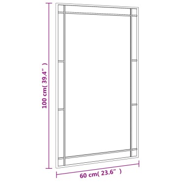 vidaXL Καθρέφτης Ορθογώνιος Μαύρος 60 x 100 εκ. από Σίδερο