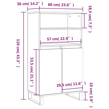 vidaXL Ντουλάπι Καπνιστή δρυς 60x36x110cm από Επεξεργασμένο Ξύλο 1 τεμ.