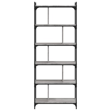 vidaXL Βιβλιοθήκη 6 Επιπέδων Γκρι Sonoma 76x32x192cm Επεξ. Ξύλο 1 τεμ.