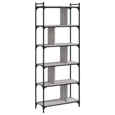 vidaXL Βιβλιοθήκη 6 Επιπέδων Γκρι Sonoma 76x32x192cm Επεξ. Ξύλο 1 τεμ.