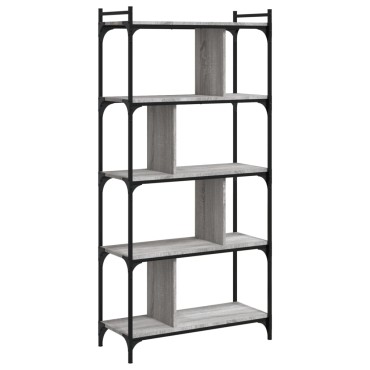 vidaXL Βιβλιοθήκη 5 Επιπέδων Γκρι Sonoma 76x32x158cm Επεξ. Ξύλο 1 τεμ.