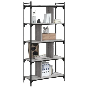 vidaXL Βιβλιοθήκη 5 Επιπέδων Γκρι Sonoma 76x32x158cm Επεξ. Ξύλο 1 τεμ.