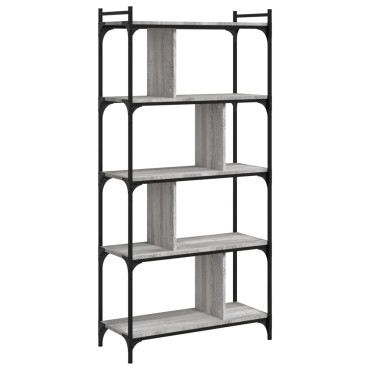 vidaXL Βιβλιοθήκη 5 Επιπέδων Γκρι Sonoma 76x32x158cm Επεξ. Ξύλο 1 τεμ.
