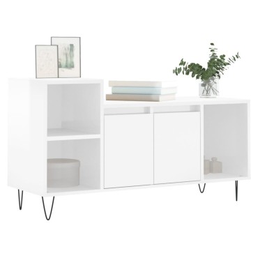 vidaXL Έπιπλο Τηλεόρασης Γυαλ. Λευκό 100x35x55cm Επεξεργασμένο Ξύλο