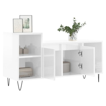 vidaXL Έπιπλο Τηλεόρασης Γυαλ. Λευκό 100x35x55cm Επεξεργασμένο Ξύλο