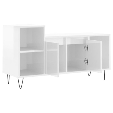 vidaXL Έπιπλο Τηλεόρασης Γυαλ. Λευκό 100x35x55cm Επεξεργασμένο Ξύλο