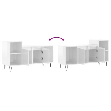 vidaXL Έπιπλο Τηλεόρασης Γυαλ. Λευκό 100x35x55cm Επεξεργασμένο Ξύλο