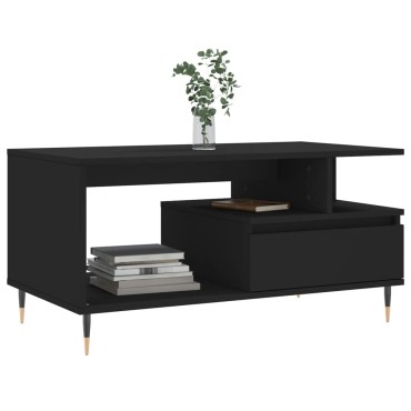 vidaXL Τραπεζάκι Σαλονιού Μαύρο 90x49x45cm Επεξεργασμένο Ξύλο 1 τεμ.