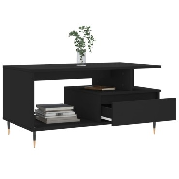 vidaXL Τραπεζάκι Σαλονιού Μαύρο 90x49x45cm Επεξεργασμένο Ξύλο 1 τεμ.