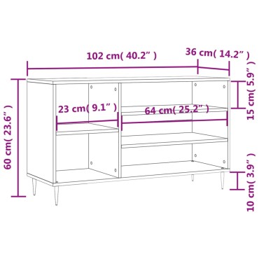 vidaXL Παπουτσοθήκη Μαύρο 102x36x60cm από Επεξεργασμένο Ξύλο