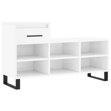vidaXL Παπουτσοθήκη Γυαλιστερό Λευκό 102x36x60cm Επεξεργασμένο Ξύλο