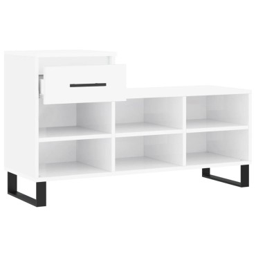 vidaXL Παπουτσοθήκη Γυαλιστερό Λευκό 102x36x60cm Επεξεργασμένο Ξύλο