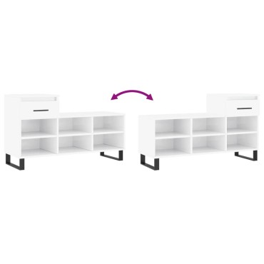 vidaXL Παπουτσοθήκη Γυαλιστερό Λευκό 102x36x60cm Επεξεργασμένο Ξύλο