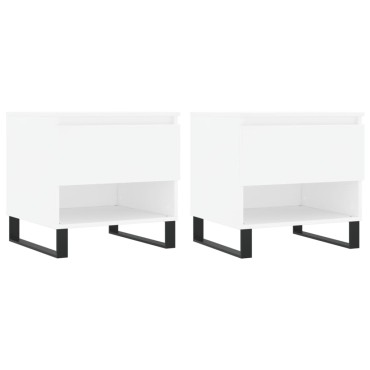 vidaXL Τραπεζάκια Σαλονιού 2 τεμ. Λευκά 50x46x50cm Επεξεργασμένο Ξύλο