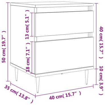 vidaXL Κομοδίνο Μαύρο 40x35x50cm από Επεξεργασμένο Ξύλο 1 τεμ.