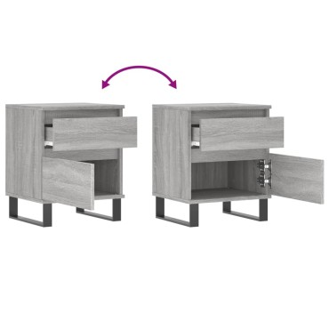 vidaXL Κομοδίνο Γκρι Sonoma 40x35x50cm από Επεξεργασμένο Ξύλο 1 τεμ.